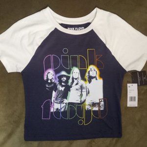 PINK FLOYD Tshirt Women Rock N Roll Tee Graphic shirt Cropped style Size XS Gray